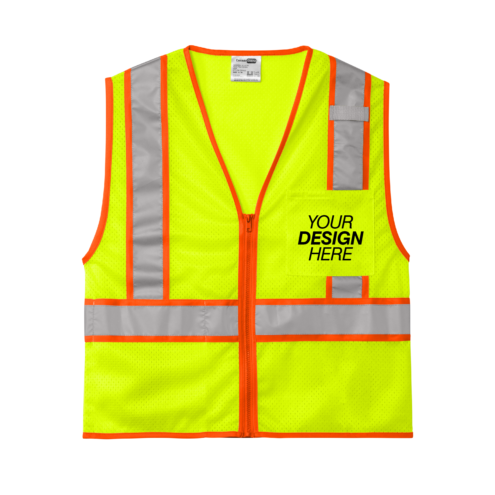 CornerStoneĀ® ANSI 107 Class 2 Mesh Zippered Two-Tone Vest