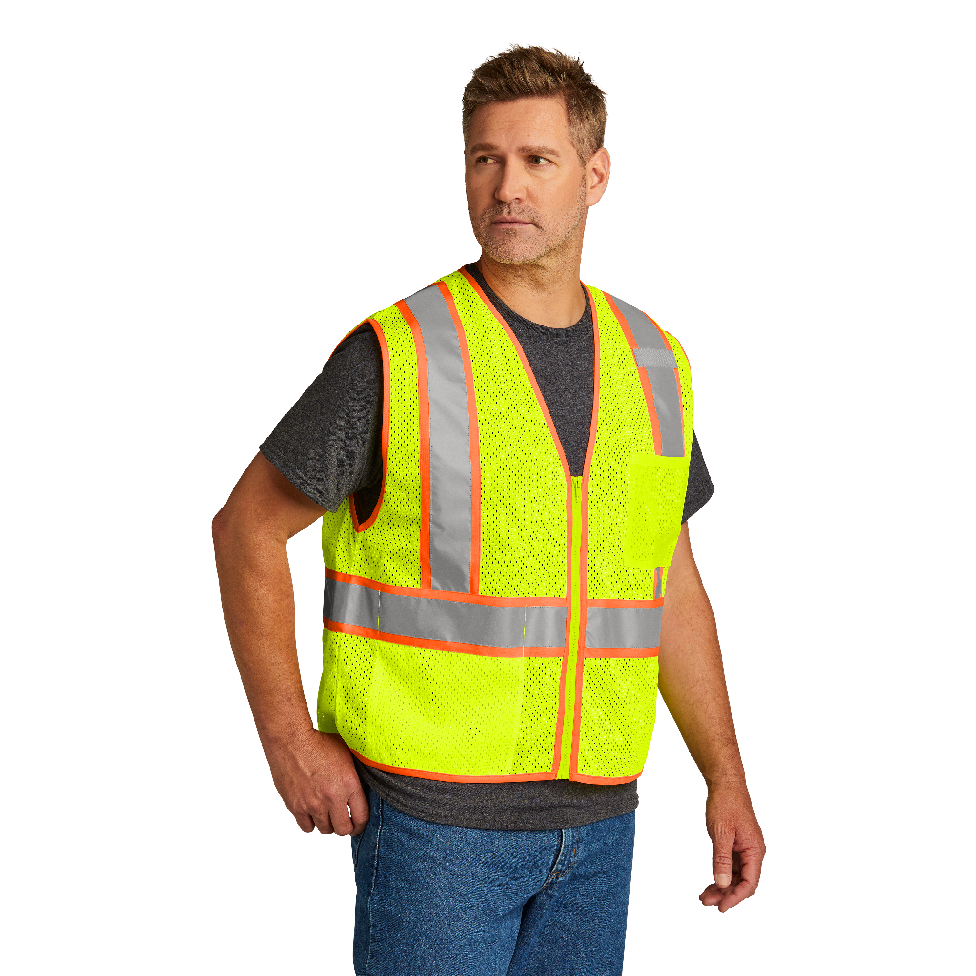 CornerStoneĀ® ANSI 107 Class 2 Mesh Zippered Two-Tone Vest