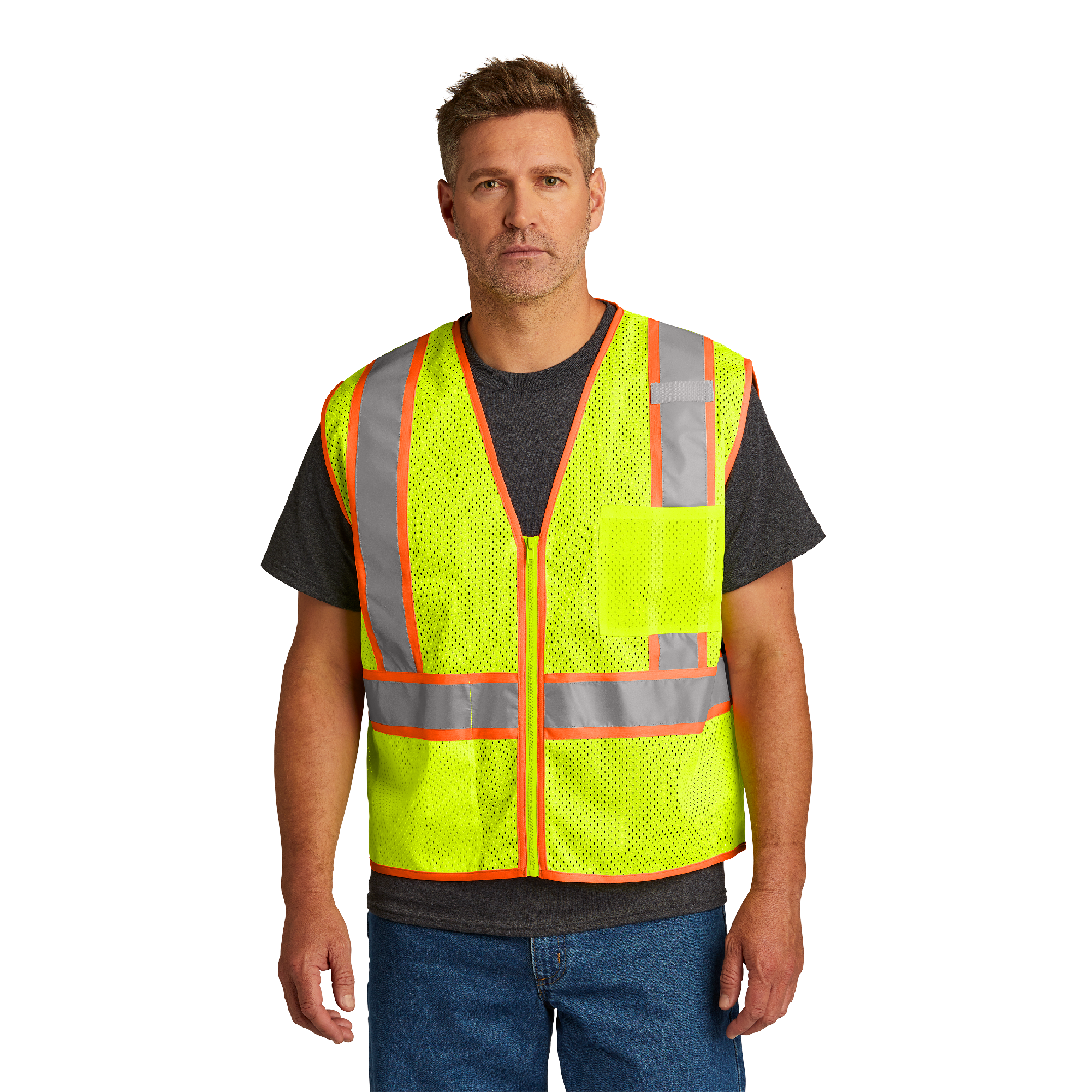 CornerStoneĀ® ANSI 107 Class 2 Mesh Zippered Two-Tone Vest
