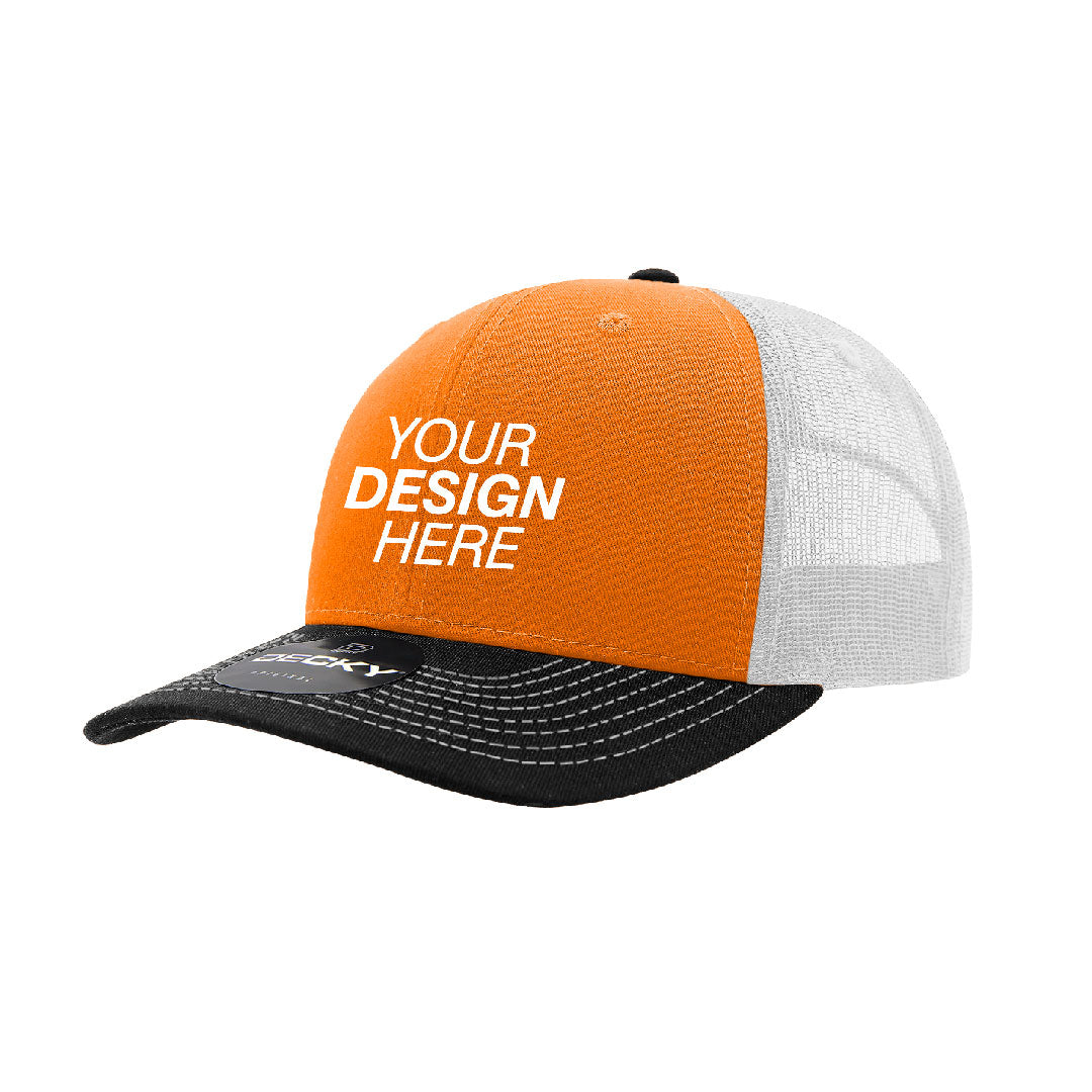 Decky® 6021 6-Panel Mid-Profile Structured Cotton Blend Trucker