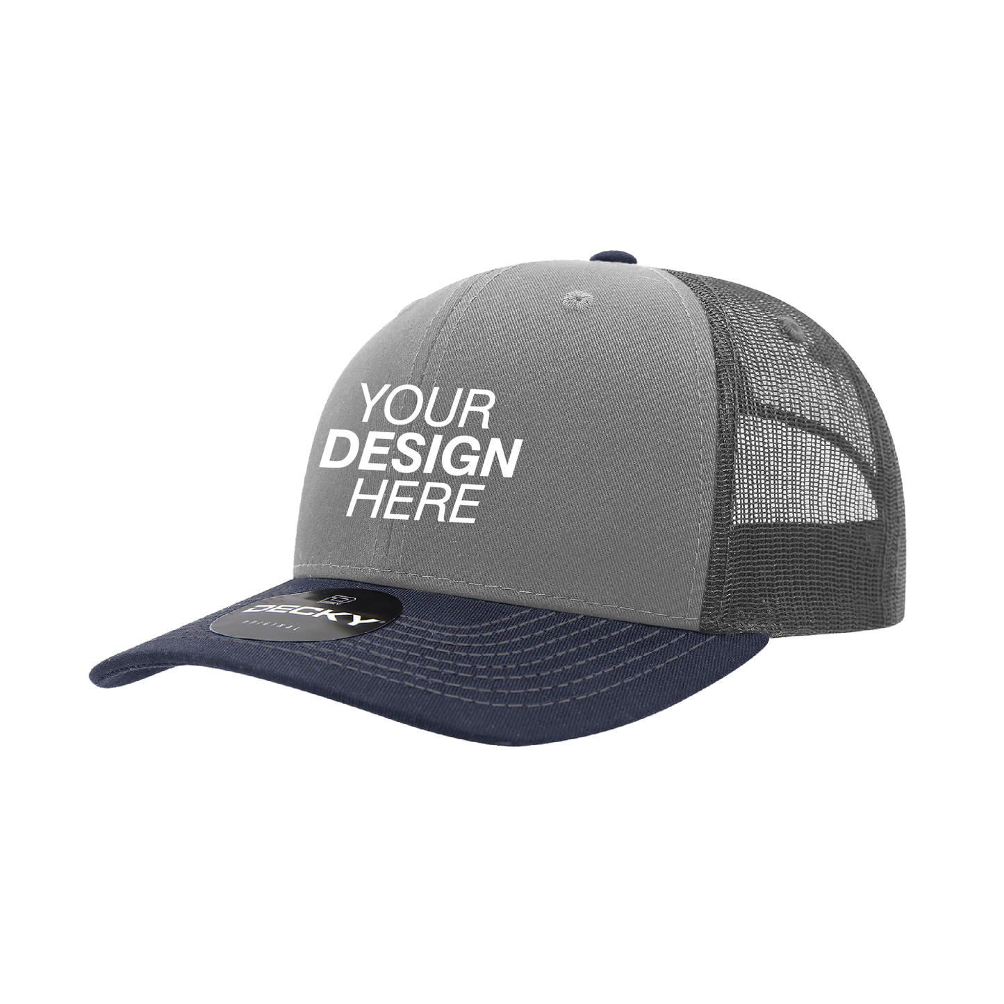 Decky® 6021 6-Panel Mid-Profile Structured Cotton Blend Trucker