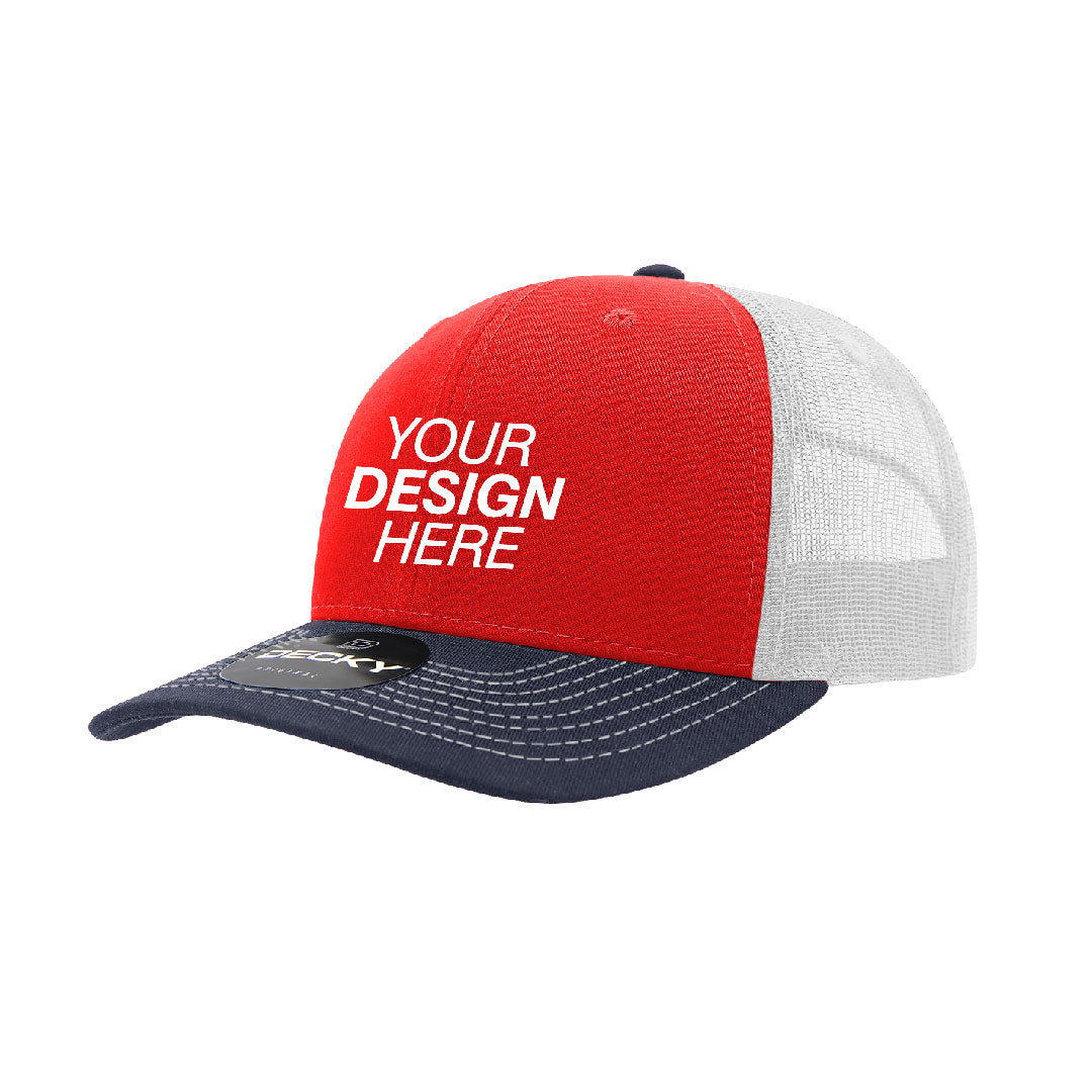 Decky® 6021 6-Panel Mid-Profile Structured Cotton Blend Trucker