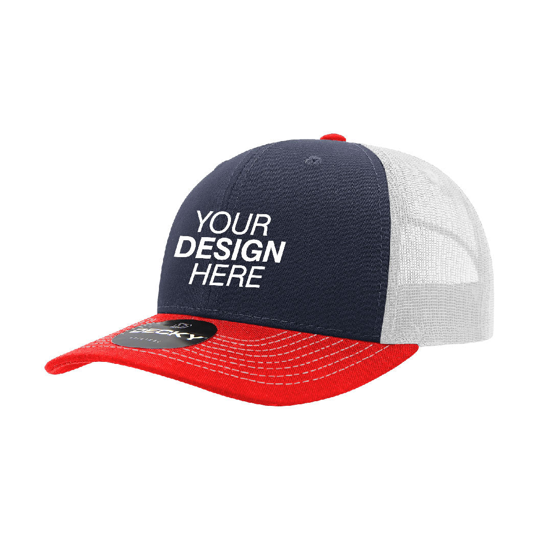 Decky® 6021 6-Panel Mid-Profile Structured Cotton Blend Trucker