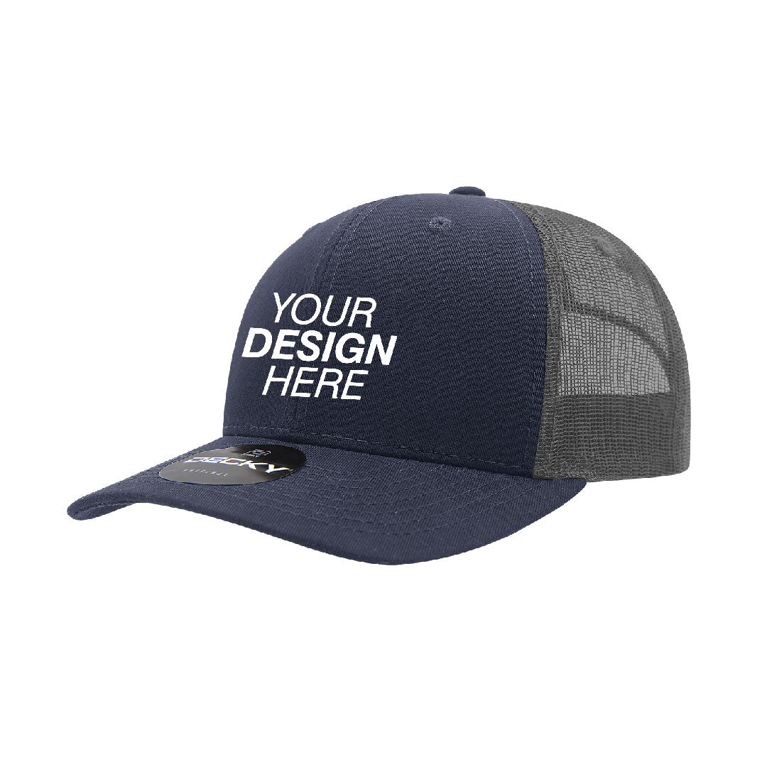 Decky® 6021 6-Panel Mid-Profile Structured Cotton Blend Trucker