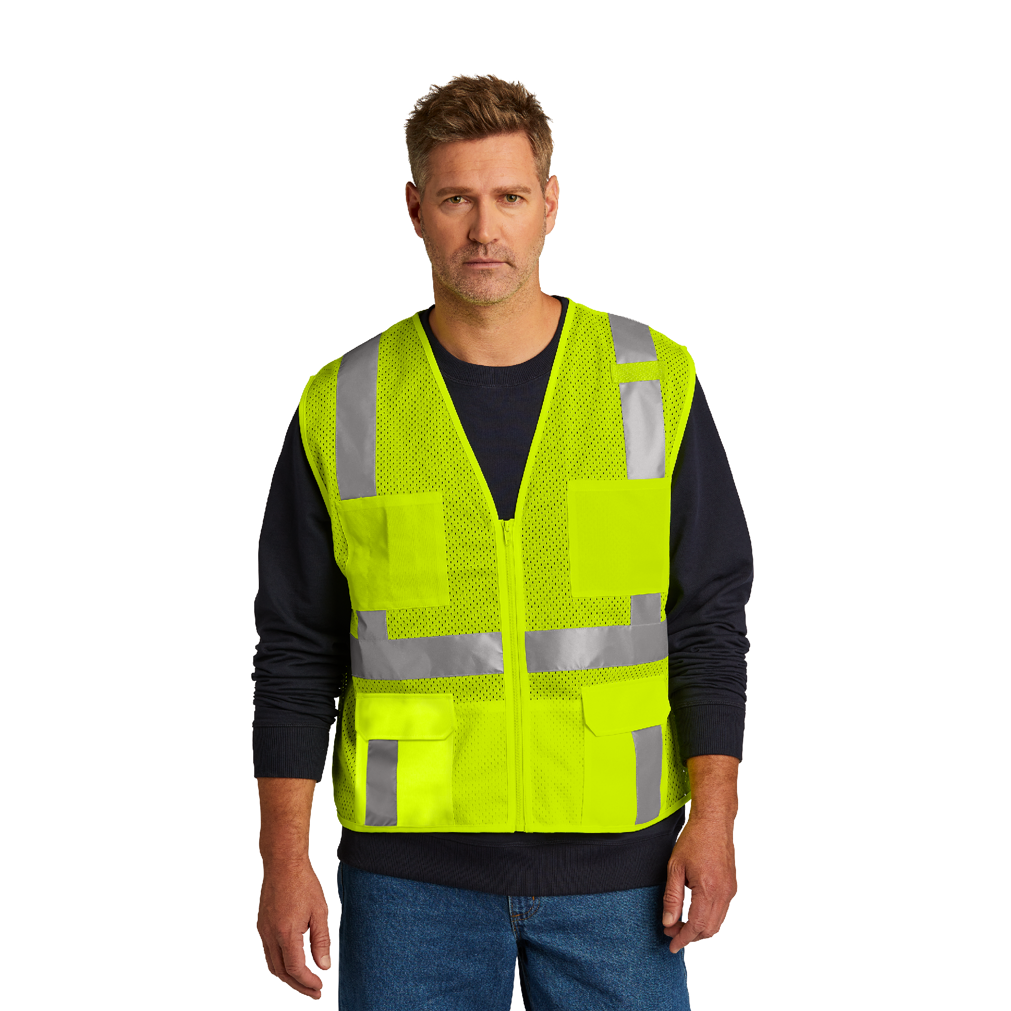 CornerStone® ANSI 107 Class 2 Mesh Six-Pocket Zippered Vest