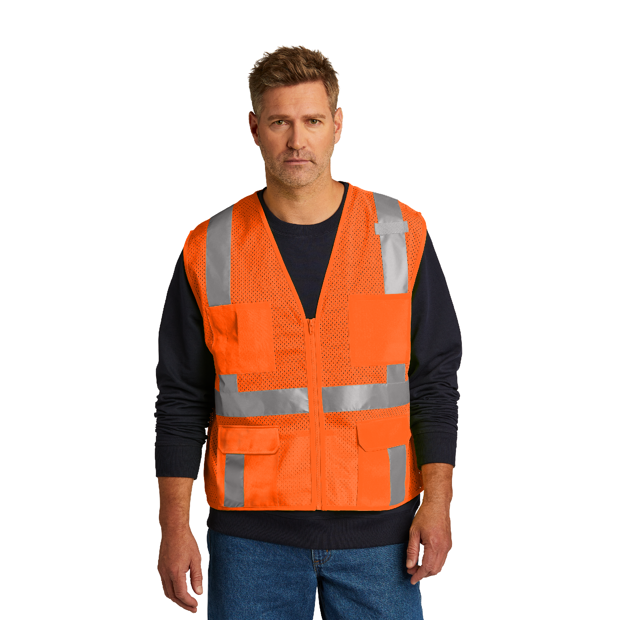 CornerStone® ANSI 107 Class 2 Mesh Six-Pocket Zippered Vest