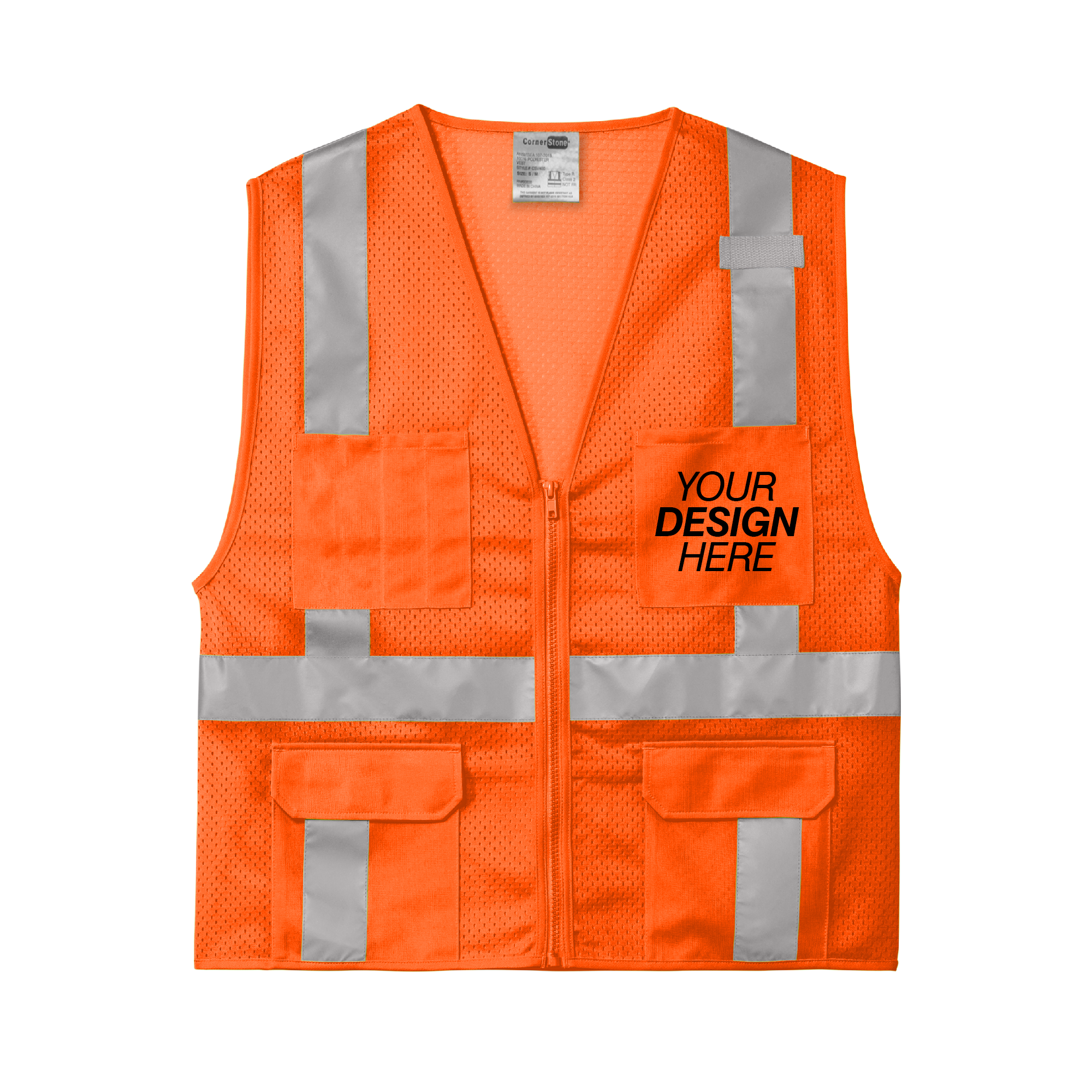 CornerStone® ANSI 107 Class 2 Mesh Six-Pocket Zippered Vest