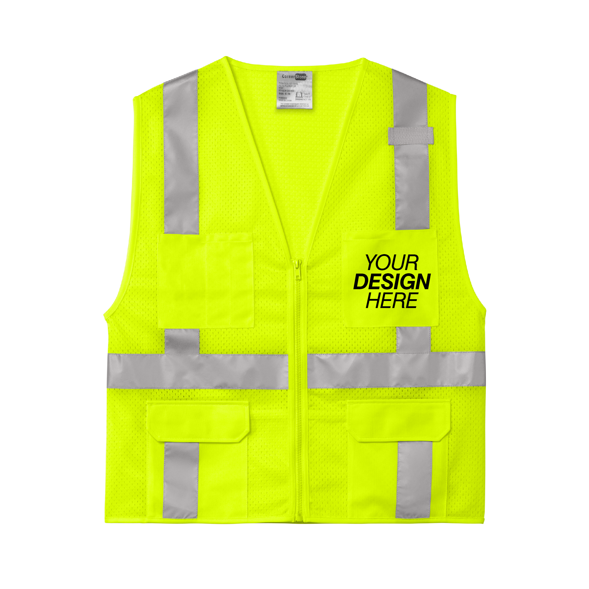 CornerStone® ANSI 107 Class 2 Mesh Six-Pocket Zippered Vest