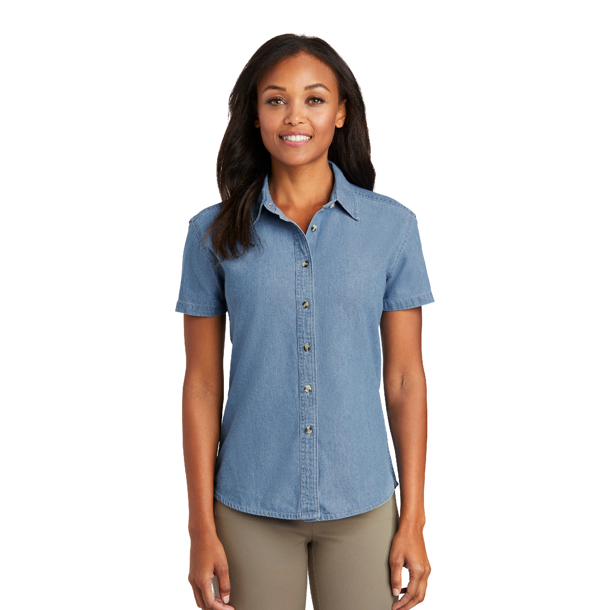 Port & Company® Ladies Short Sleeve Value Denim Shirt