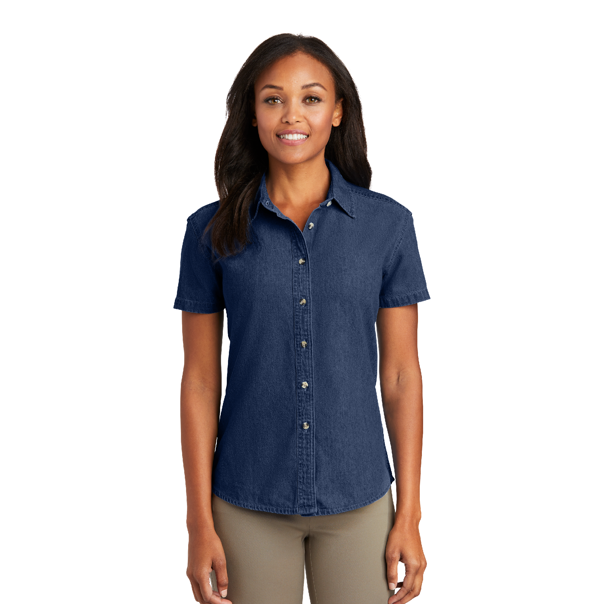 Port & Company® Ladies Short Sleeve Value Denim Shirt